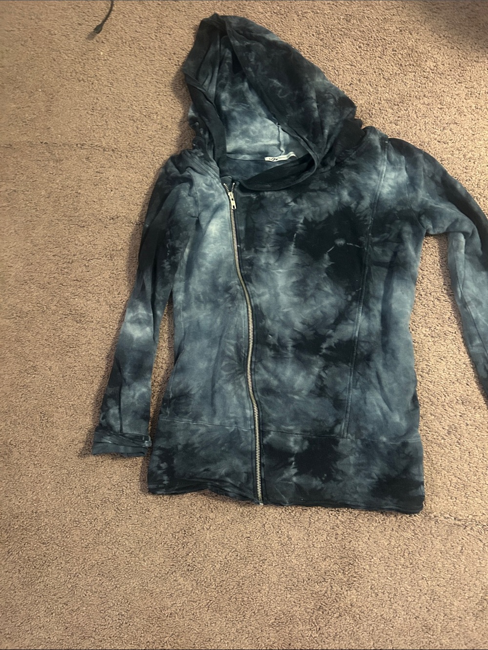 Women’s Organic, made in the usa Tie-Dye Hooded Zip Jacket - Black/Gray